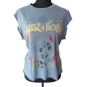 Howe Graphic Tee Size M Blue Romantic Goth Fairy Grunge Y2K Whimsigoth Bikercore